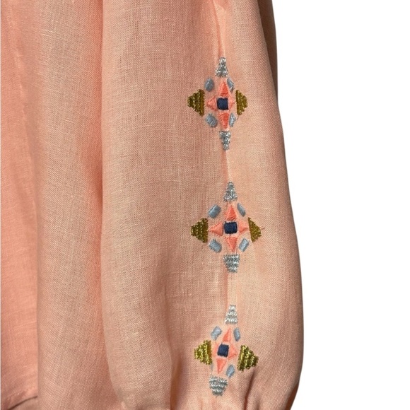 Sundance NWOT 100% linen pintuck embroidered top - Picture 4 of 7